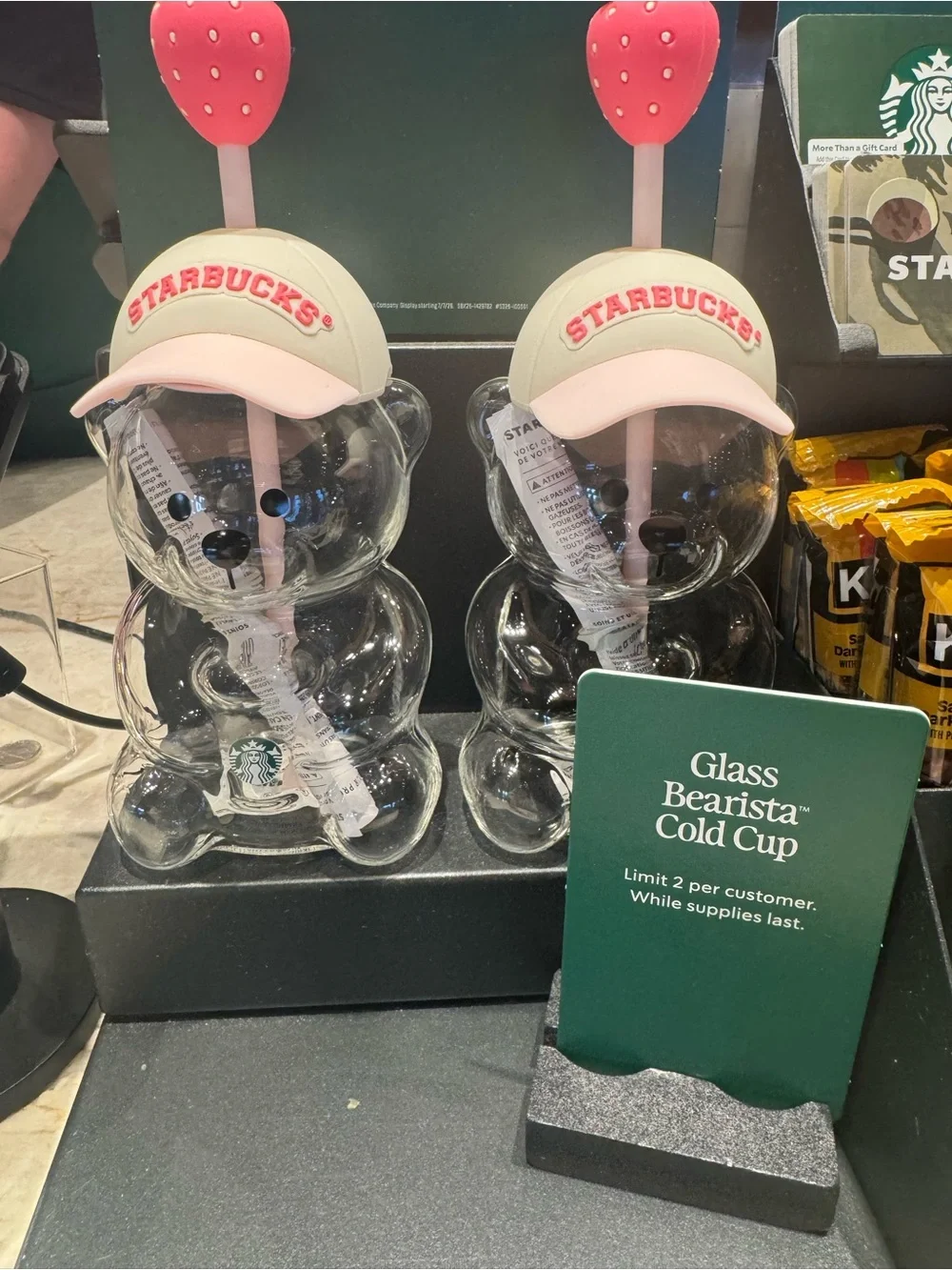 Starbucks Bear Cup Strawberry Pink Bear Bearista with Cap  in Box